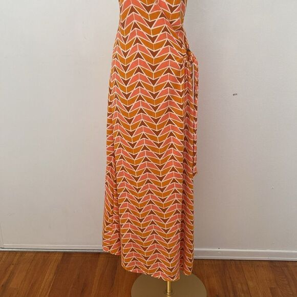 Free People Siren Orange Geometric Wrap Dress Size Small - Picture 6 of 15